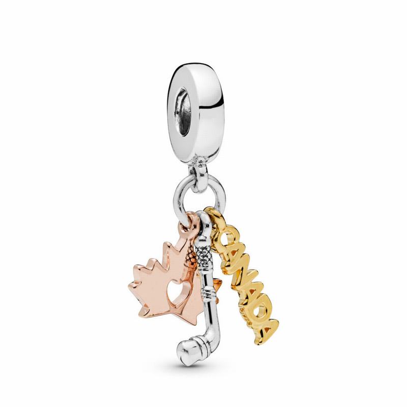 Pandora Rose™ Canada Dangle Charm Ireland - Sterling Silver/Pandora Rose And Pandora Shine - 385602L